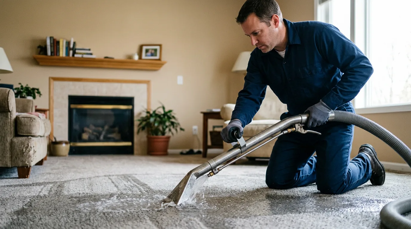 Water damage restoration technician working near Acton, ME